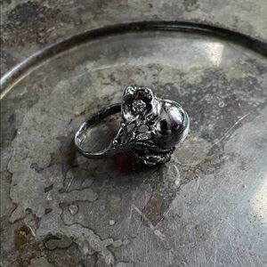 Vintage Silver Floral Orb art neuvo Ring size ~5.25